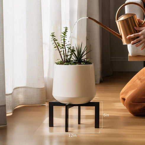 5-12 Inch IZIDDO Plant Stand Indoor Outdoor,Metal Mid-Century Pot Stand,Modern Plant Holder Rattan Flower Plant