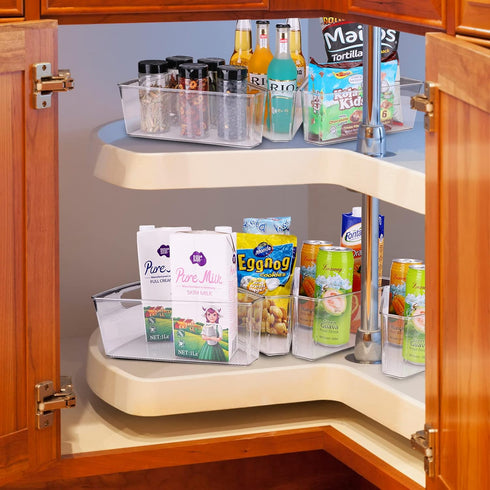 URALFA Lazy Susan Organizer Bins, Clear Turntable for Corner Kitchen Storage, 1/8 Wedge-BPA Free, 8 Pack