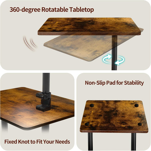 LAIDUOLEOE 3 Swivel Side Table for Couch, Tier Small End Table Adjustable Height with Rotatable Tray, Space Saving