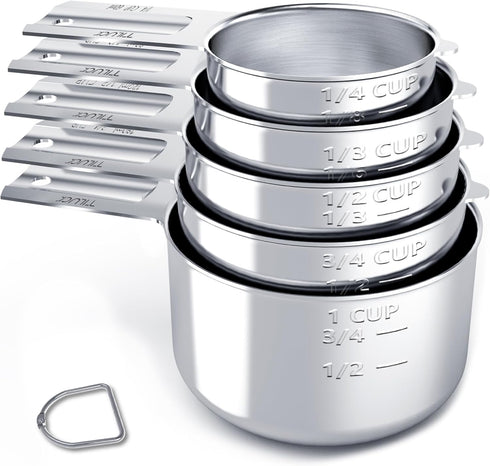 TILUCK Stainless Steel Measuring Cups Set, Kitchen Gadgets for Cooking & Baking, Set of 5