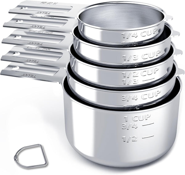 TILUCK Stainless Steel Measuring Cups Set, Kitchen Gadgets for Cooking & Baking, Set of 5