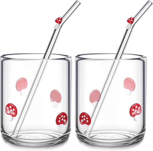 Skylety 2 Set Mushroom Icon Juice Glass Cups - Icon Glass Cup