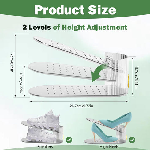 Closet 10 Pack) Shoe Slot Organizer,Adjustable Shoe Stacker for a Pair of Shoes,Shoe Holder Space Saver,Double Deck