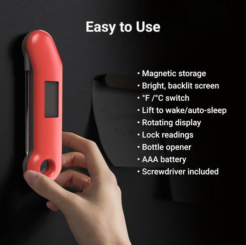Professional Meat Thermometer Digital, 3X Faster Instant Read, NIST Certified Accurate, Waterproof, Auto-rotating