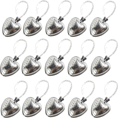 TIHOOD 15PCS Premium Stainless Steel Mesh Tea Strainer Infuser with Extended Chain Hook for Loose Leaf Tea
