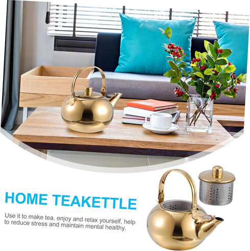 1pc Stainless Steel Pot, Cast Iron Teapot Kettle with Strainer, Large Capacity Stove Top Kettle for Kung Fu Tea