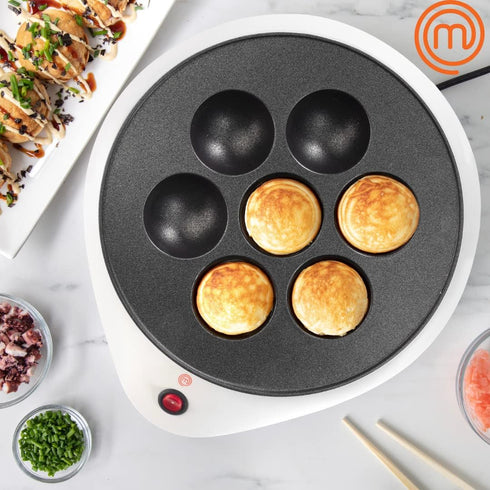 MasterChef Electric Ebelskiver Maker - Delicious Homemade Takoyaki, Donut Holes, Cake Pops, Aebleskivers - Nonstick