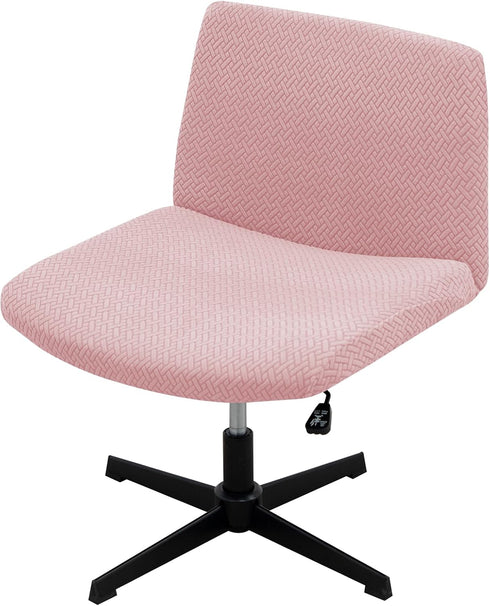 MIFXIN Armless Office Desk Chair Cover, Stretch Soft Slipcover for Wide Seat Mid Back Accent Chair, Pink