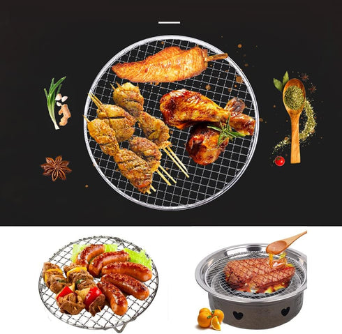 Round Cooling Rack Stainless Steel - Cross Wire Barbecue Grill Net with 3 Legs for Cooking, Baking, Steaming (13 inches)