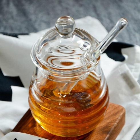 Syrup,9 Mkono Honey Dispenser Glass Honey Jar with Dipper and Lid Honey Pot Container for Home Kitchen Storing Honey