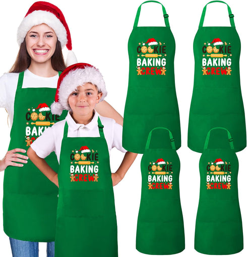 Suhine 4 Pack Christmas Aprons Adults Green Christmas Kitchen Cooking Baking Cookie