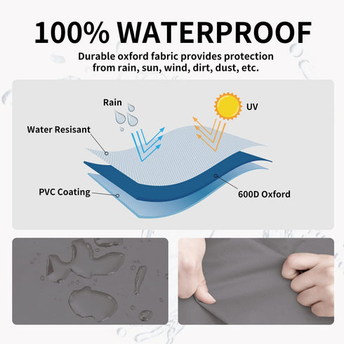 (1 Pack-25"x25"x17", Easy-Going Outdoor Ottoman Cover, Heavy Duty Waterproof Patio Furniture Cover with Padded Handles