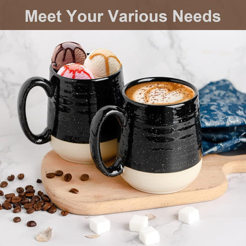 Set 4, 15 HASENSE Coffee Mugs of Ounce Ceramic Coffee Cups with Handles, Porcelain Large Latte Mug for Coffee