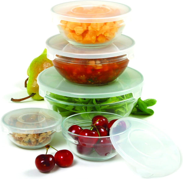 Norpro 10-Piece Glass Mixing/Storage Bowls with Lids, Nesting