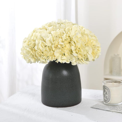 10PCS Silk Hydrangea Heads with Stems, Artificial Flowers for Wedding Party Home Decor, Champagne