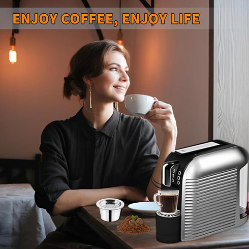 Stainless Steel Reusable Espresso Capsules for K Fee Pods, Includes 30mm Tamper, Spoon, and Brush