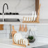 INNERNEED Bamboo Wooden Dish Rack, Vertical Plate & Lid Organizer for Kitchen Cabinet or Countertop, Drying Stand