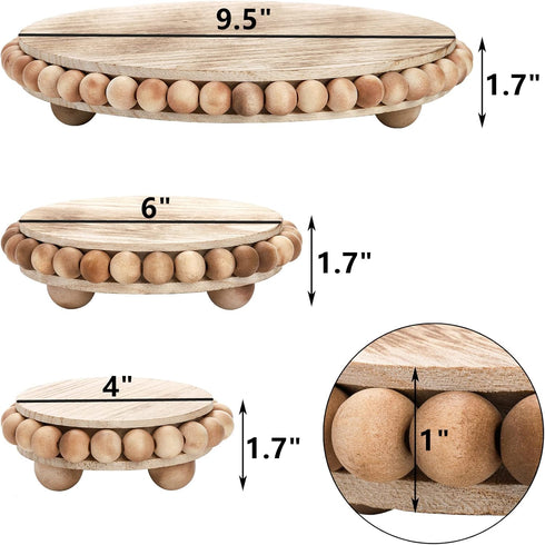Set 3 Counter 9.5/6/4 Inches Peohud of Wood Risers for Display, Farmhouse Wooden Pedestal Stand, Distressed Stool Plant