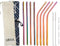 Reusable Straws Set, Stainless Steel Metal, Colorful, Includes 8 Straws, 4 Silicone Tips, 2 Cleaning Brushes, Travel