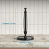Black Paper Towel Holder Countertop, One-Handed Tear Stand with Ratchet Mechanism, Stainless Steel Weighted Base