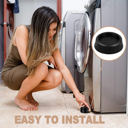 Anti Vibration Pads for Washing Machine, Bed, Refrigerator, and Furniture, Set of 8 (Black)