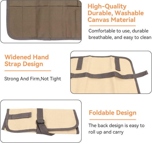 Camping Utensil Bag, Knife Roll Bag for Chefs, Canvas Roll Up Culinary Bag for Cooking, Camping, Tableware Storage