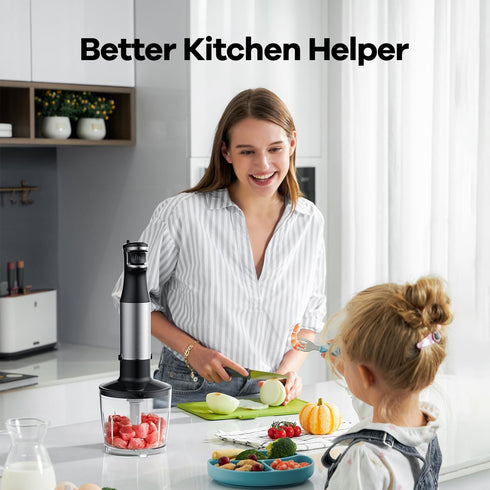 Immersion Hand Blender 5 in 1, 800W Electric Handheld Stick Mixer for Kitchen Soup, Mayo, Smoothie, Baby Food