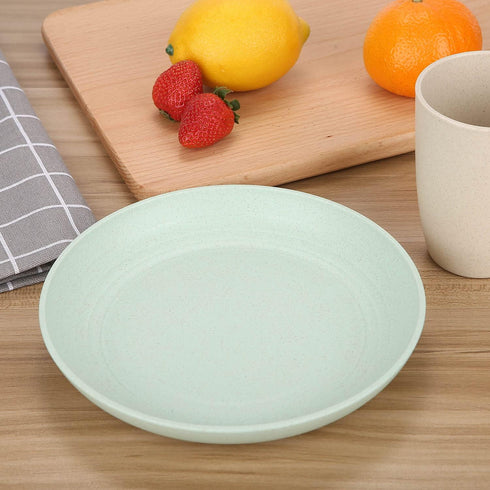 LuckyZone 7.8 Inches Unbreakable Wheat Straw Plates - Reusable Plate Set, Dishwasher & Microwave Safe