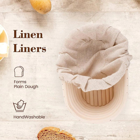 Sourdough Bread Proofing Baskets Set of 2, Round & Oval Banneton Bowl with Liners for Baking