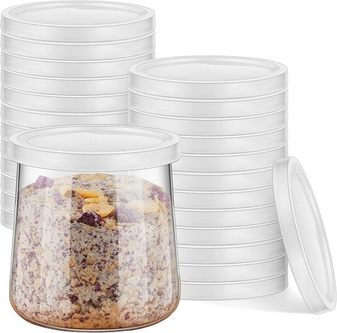 Tessco for you 24 Pieces Yogurt Container Lids Clear Plastic Jar Lids