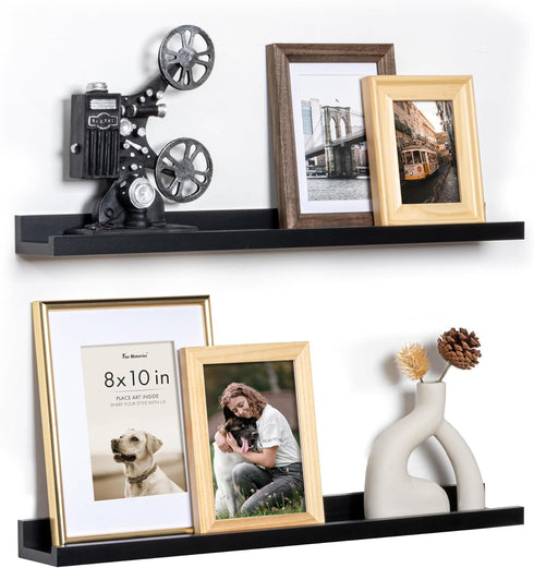 Fun Memories Picture Ledge Shelf, 24 Inch Floating Shelves Set of 2,