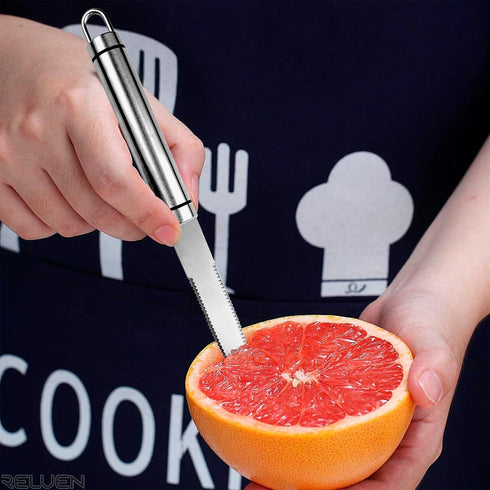 Stainless Steel Curved Grapefruit Knife - Serrated Kitchen Knife, Small Fruit Knife, Citrus Cutter, Chef Knife