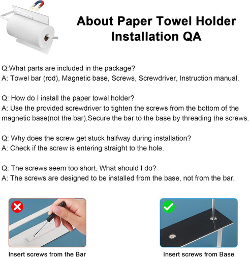 Magnetic Paper Towel Holder for Fridge, Toilet Paper Roll Holder Magnetic Paper Towel Rack Wall Mount Fridge Organizer