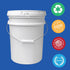 5 Gallon White Bucket & Lid - Durable 90 Mil All Purpose Pail, Food Grade, Made in The USA, 1 Pack