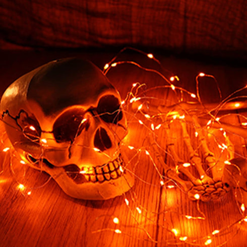 12 Pack 7 20 Orange Halloween Lights Battery Operated String Lights Feet Led Fairy Lights Waterproof Mini Lights Silver