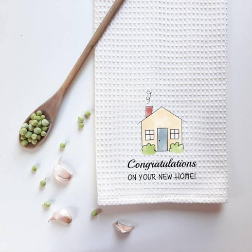 ZJXHPO New Home Kitchen Tea Towel, Congratulations On Your New Home Dish Towel, Housewarming Gift