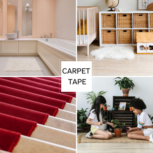 Carpet Tape, Double Sided Rug Tape, Secure Rugs to Floors, Removable, No Damage, Black, 2" x 25 Yard