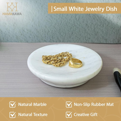 4.5 Inch, Natural Marble Soap Dish, Round White Jewelry Dish Limestone Shower Soap Holder, Modern Stone Sponge Holder