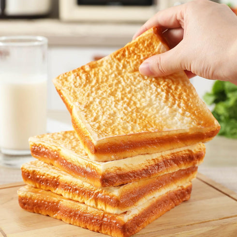 Joeabor 4 Slices of Artificial Toast - Realistic Fake Food for Display - Faux Toast Model for Decoration - Faux Food
