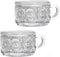 Amzcku Vintage Coffee Tea Cups, Glass Mugs 14 Oz Set of 2 Embossed