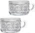 Amzcku Vintage Coffee Tea Cups, Glass Mugs 14 Oz Set of 2 Embossed