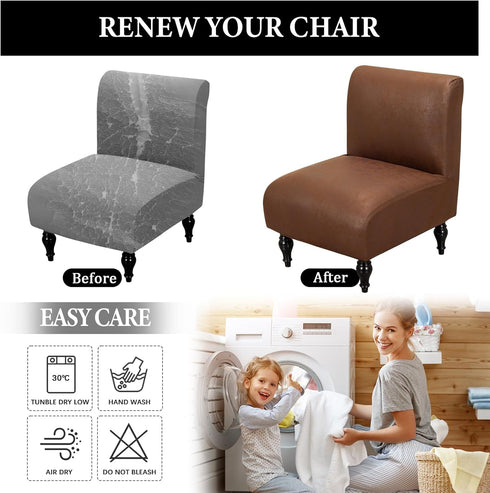 Armless Armless FUANGUI Accent Chair Cover Slipcover, Stretch Spandex Chair Covers for Living Room Removable Washable