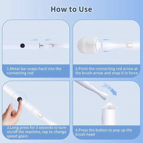 HKFIF Set, 360 2 Electric Toilet Brush, Toilet Brush and Holder Degree Powerful Cleaning Easily Eliminate Stains