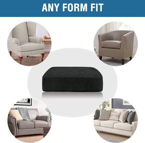 H.VERSAILTEX Velvet Stretch Couch Cushion Cover, Plush Slipcover for Chair Cushion, Sofa Cover - Black