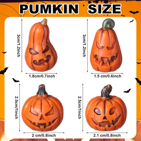 Vertintong 80 Pcs Halloween Miniature Pumpkin Figurines Mini Resin Fake Pumpkin Creepy Craft for Halloween Village Doll