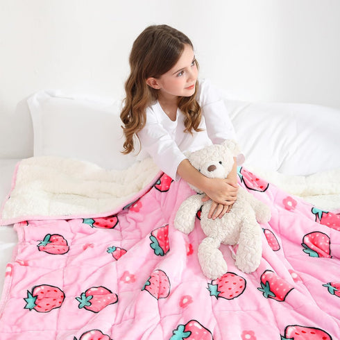 Weighted Blanket 7 pounds Twin Size 41"x 60",Soft Sherpa Fleece Heavy Blanket