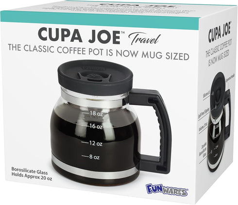 20oz Cupa Joe Coffee Mug Borosilicate Glass Diner Pot Mug with Spill-Proof Lid Funny Novelty Gift for Coffee Lovers