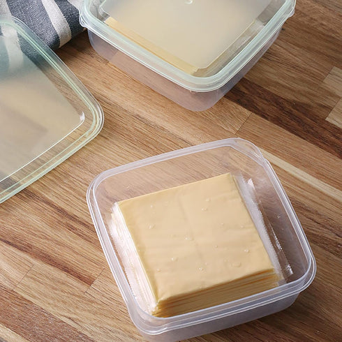 WonLiq 4 Pack (4) - Plastic Cheese Storage Containers with Lid Seal, Keep Cheese Fresh and Delicious Refrigerator