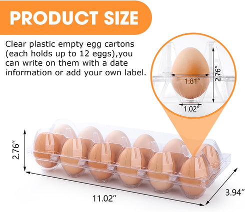 AYAYGD 80 Pack 12 Count, Egg Cartons Cheap Bulk Clear Plastic Egg Cartons for Chicken Eggs, Reusable Egg Carton