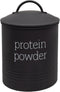 AuldHome Enamelware Protein Powder Canister (Black), Modern Farmhouse Style Storage for Kitchen